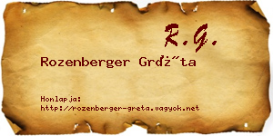 Rozenberger Gréta névjegykártya